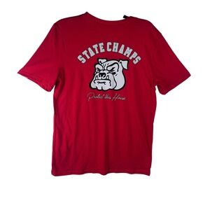 Under Armour Georgia GA Bulldog State Champs T-Shirt Size YXL Red Graphic UA NEW